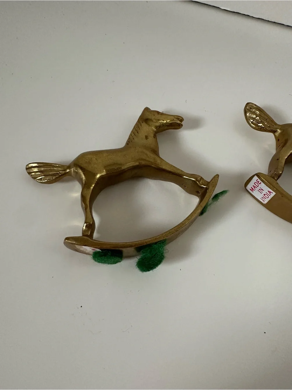 Vintage Set Of 3 mini Brass Rocking Horse Made In India trinket shelf home decor